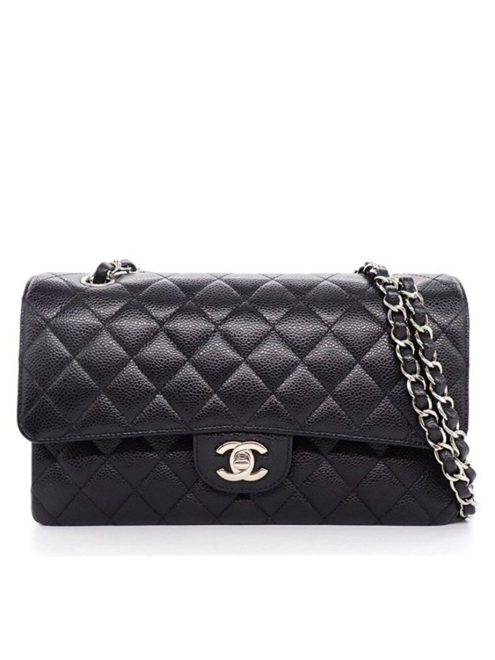 Chanel Shoulder Bag Quilted 25 11.12 Classic Black Caviar Leather